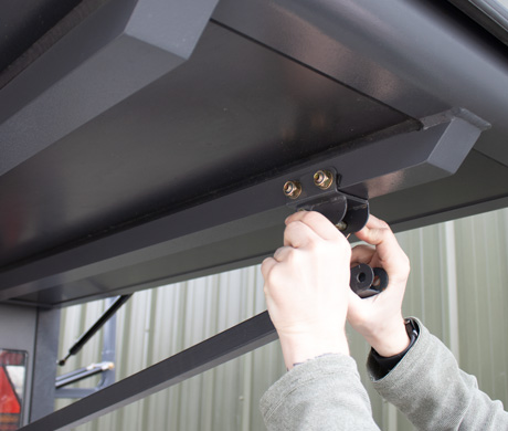 lift bed support posts into place